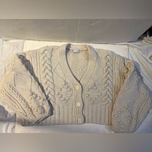 Cropper Women's Cream Cable Knit Sweater